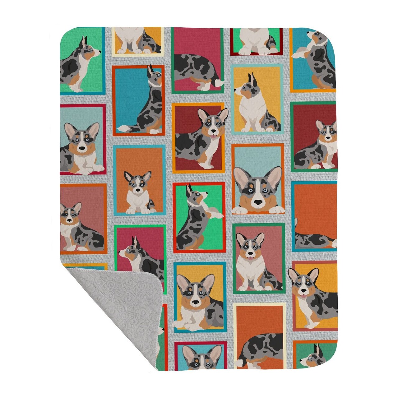 Edge Collections - 50" x 60" - Multicolor - Merle Welsh Cardigan Corgi Quilted Blanket - 1 Piece